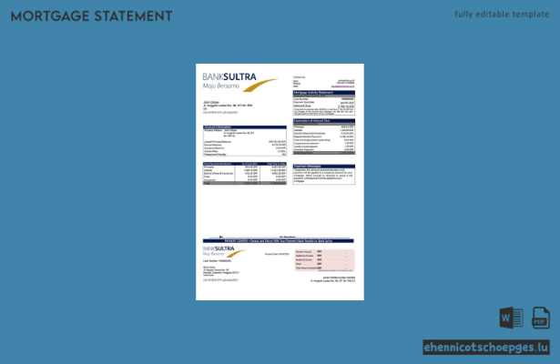 Hypothekenauszug der Indonesia Bank Sultra als Word- und PDF-Beispielvorschau